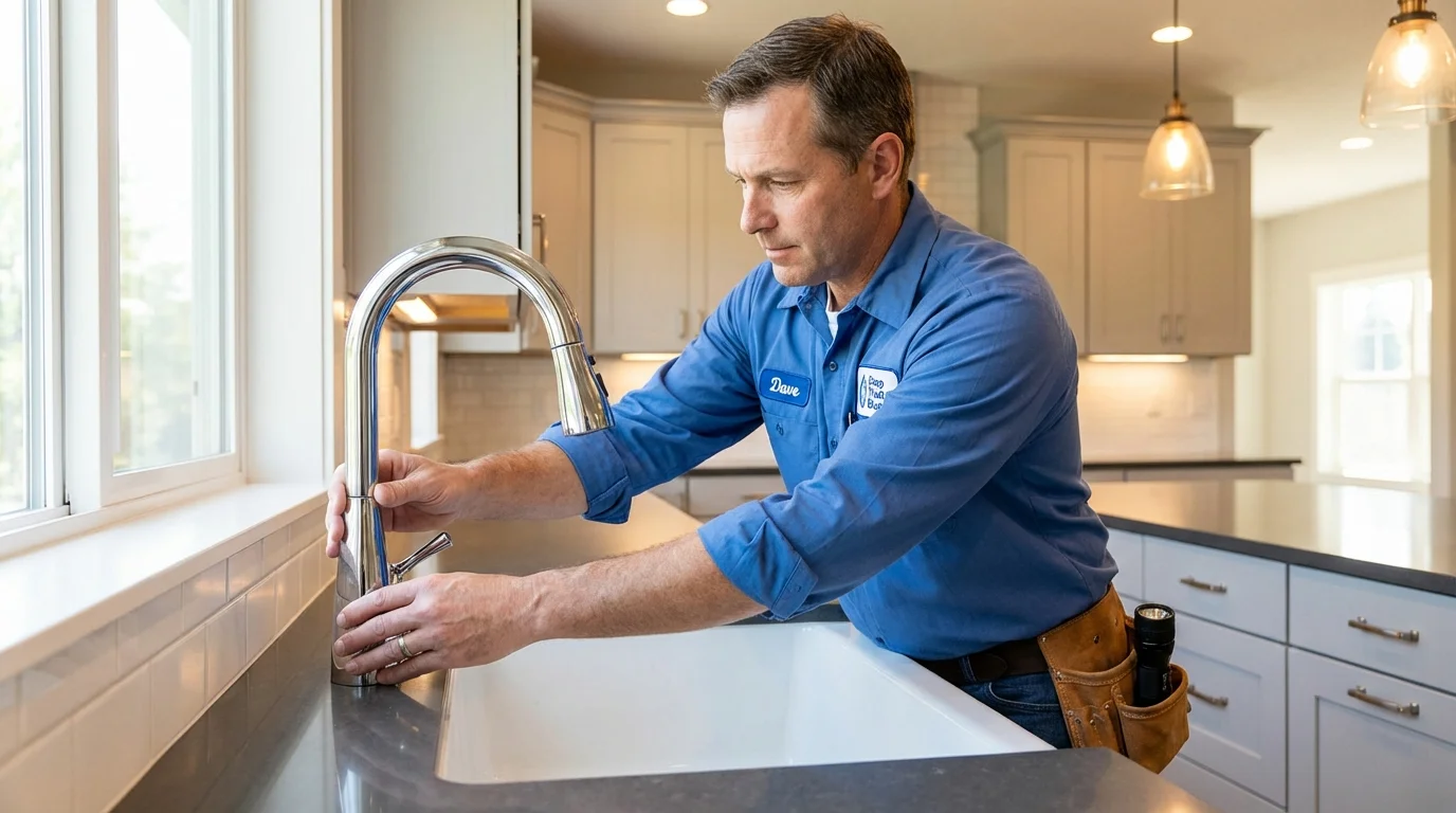 Kitchen faucet installation by Johns Plumbing LLC in Moorhead