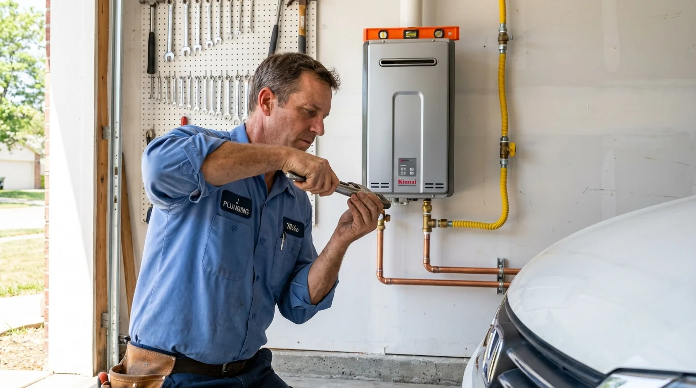 Tankless water heater installation by a Johns Plumbing LLC plumber in Moorhead